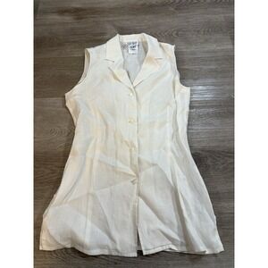 Escada Sport White‎ Linen SleevelessCasual Button-Up Womens Shirt Size 36